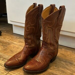 Vintage Tony Lama Exotic Mens Lizard Cowboy Western Boots style 8540 size 6D